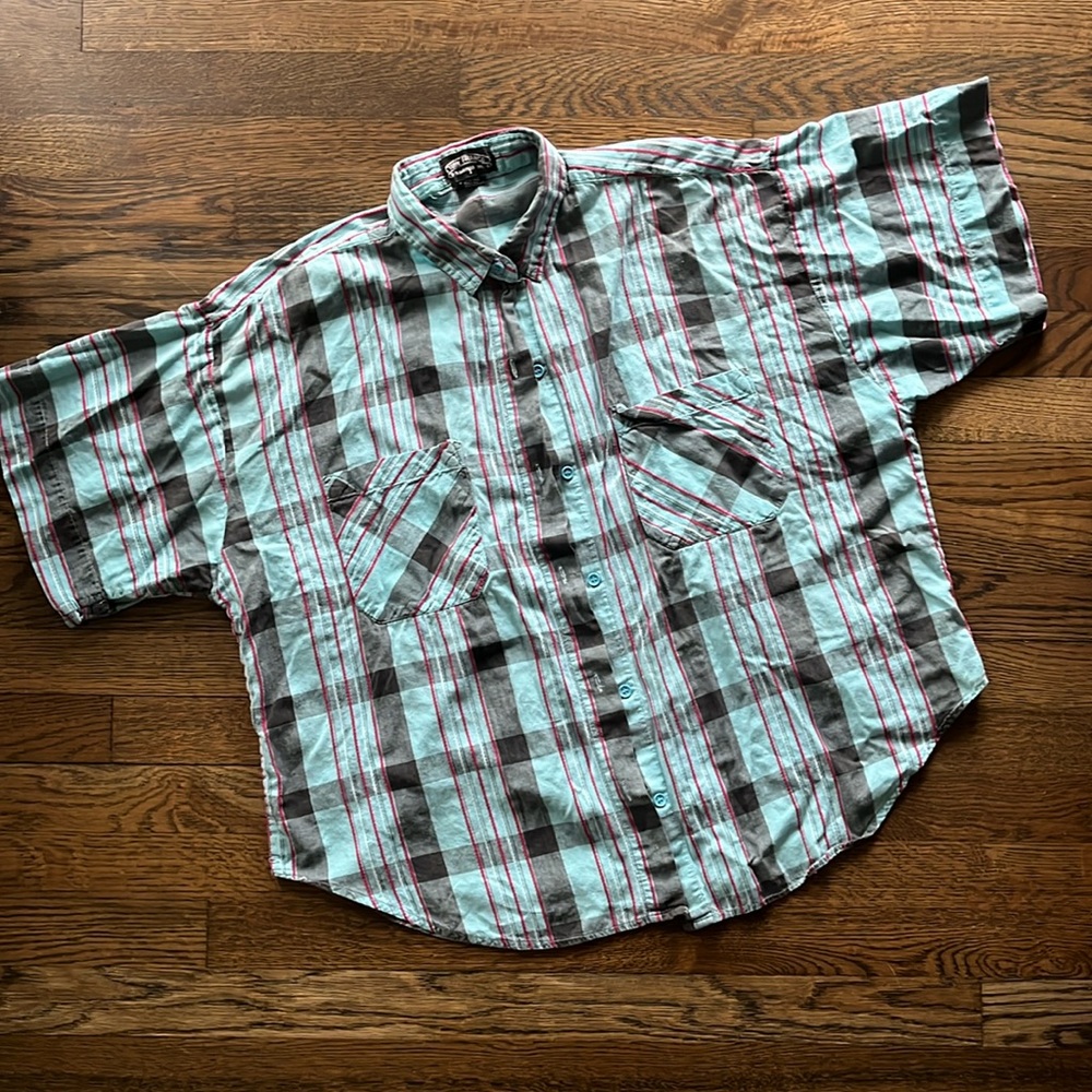 Vintage 1980s/90s Tony France fashions cotton madras button front top - women’s?
